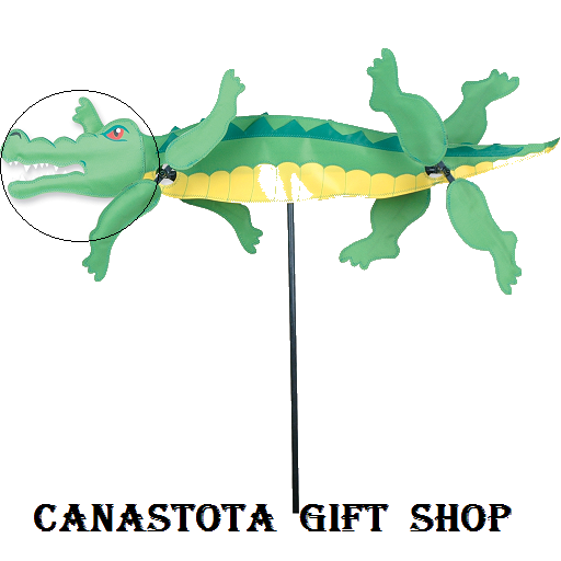 21836 30" Alligator : Whirligig  Size: 30 in. X 5 in.        diameters: 13 in & 14" upc #630104218362