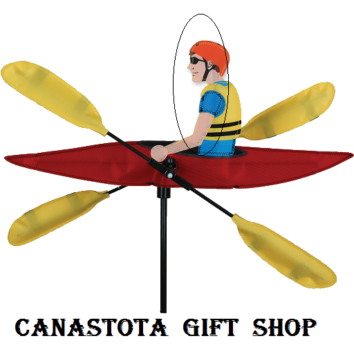 ​21802 Kayak 20": Whirligig Size: 20 in. X 8.5 in.  diameter: 20.5in. upc #630104218539