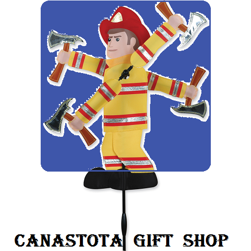 21867  20 Fireman: Whirligig Size: 8 in. X 19.5 in.        diameter: 20 in. upc #630104218676