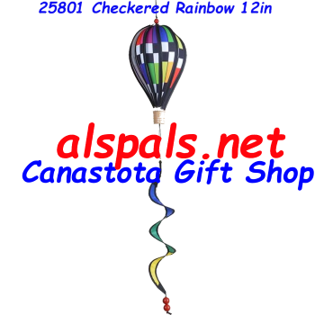 # 25801 : Checkered Rainbow  Hot Air Balloon upc# 630104258016 12 inch diameter 20 inch Twister Tail