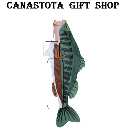 # 77736 : 52" Large Mouth Bass   Fish Windsocks  upc #  63010477736