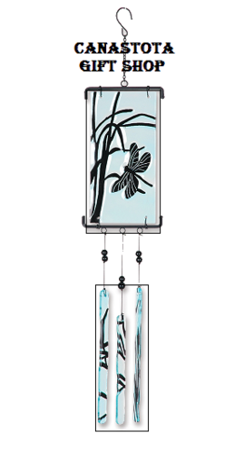 # 81163 : DragonFly  Silhouette Glass Chimes  upc #  63010481163
